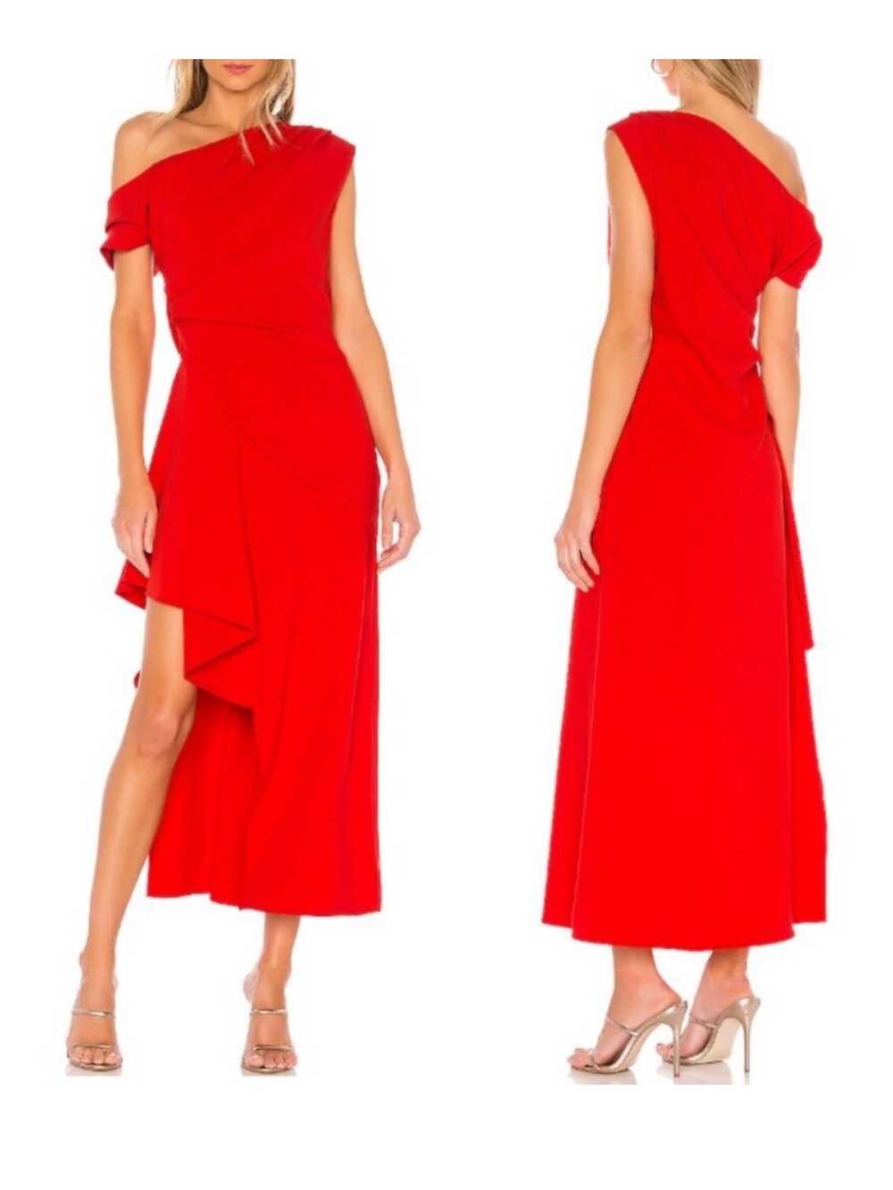 ELLIATT “Pallas” One‑Shoulder Draped Hi‑Lo Dress – Size Large NWT